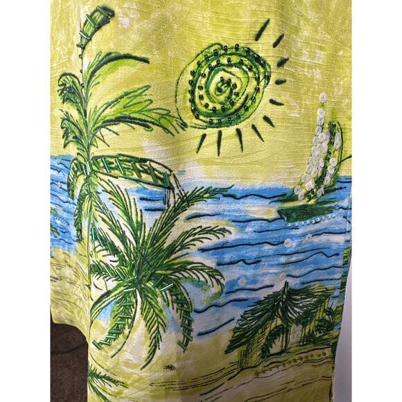 Nancy Bolen City Girl 100% Silk Vintage Embellished Sleeveless Tank Top Beach M - Picture 10 of 14